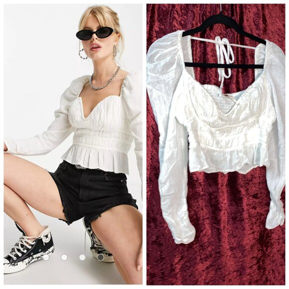 Free People Tops - Free People Chloe White Puff Sleeve Blouse